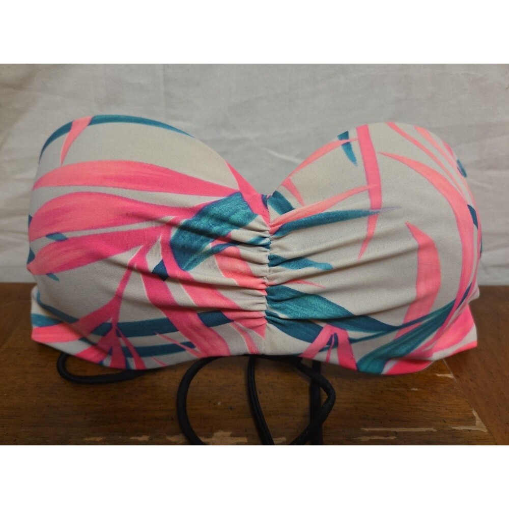 Victoria's Secret Palm Print Summer Bikini Top Padded Size Medium Adjustable